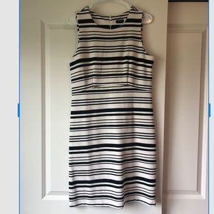 Black and White Striped Work Dress